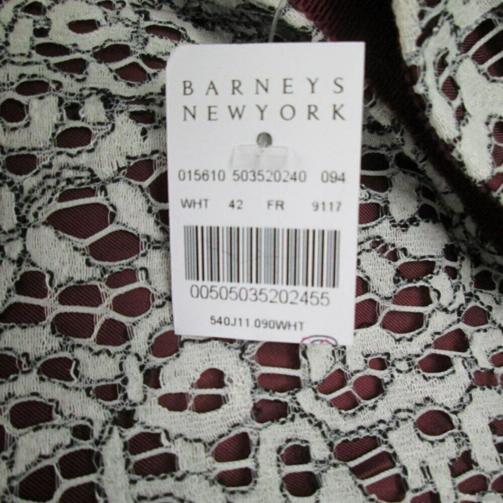 CARVEN Lace Pattern Knee-Length Skirt -L/10-White/Burgandy NWT - Picture 6 of 15